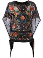 Roberto Cavalli - Floral Print Blouse - Women - Silk/cotton/viscose - 40, Black, Silk/cotton/viscose