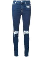 7 For All Mankind Distressed Skinny Jeans, Women's, Size: 28, Blue, Cotton/modal/polyester/spandex/elastane