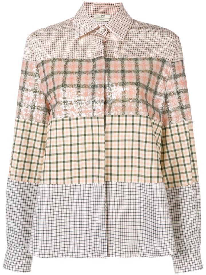 Fendi Color Block Check Shirt - Pink & Purple