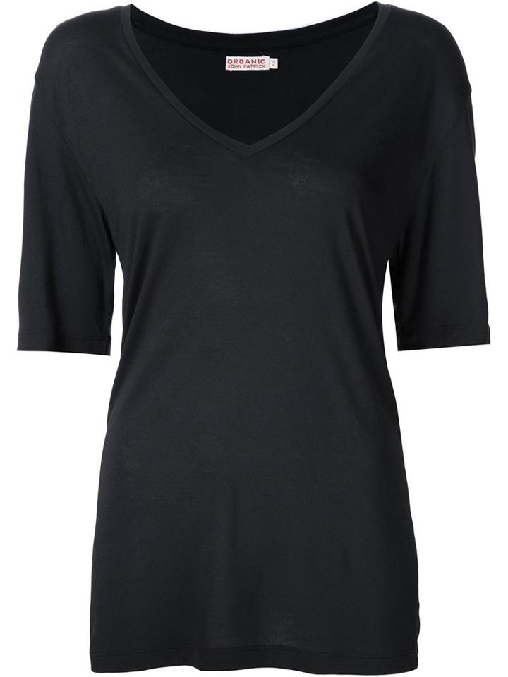 Organic By John Patrick V-neck T-shirt, Women's, Size: S, Black, Viscose