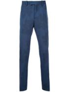 Oamc - Leaf Print Tailored Trousers - Men - Virgin Wool - 50, Blue, Virgin Wool