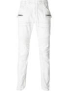Balmain Biker Jeans, Men's, Size: 32, White, Cotton/polyurethane