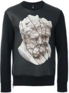 Neil Barrett Statue Print Sweatshirt, Men's, Size: M, Black, Viscose/polyurethane/cotton