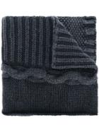 Weber + Weber Striped Knitted Scarf - Blue