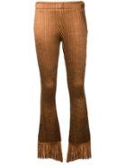 Chloé Fringed Textured Velvet Trousers - Brown