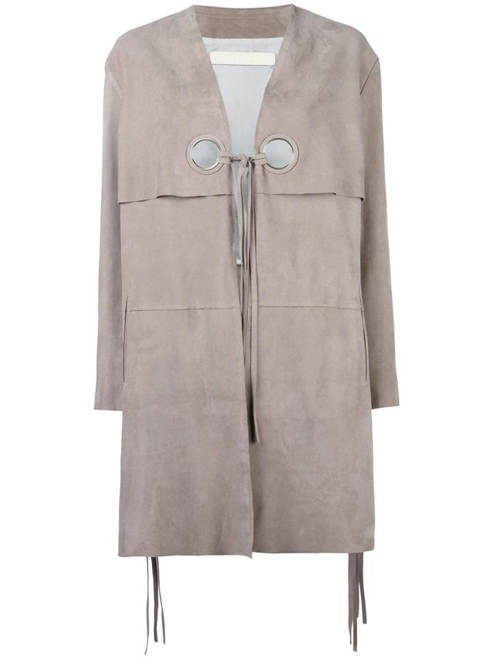 Drome Dove Leather Coat - Nude & Neutrals