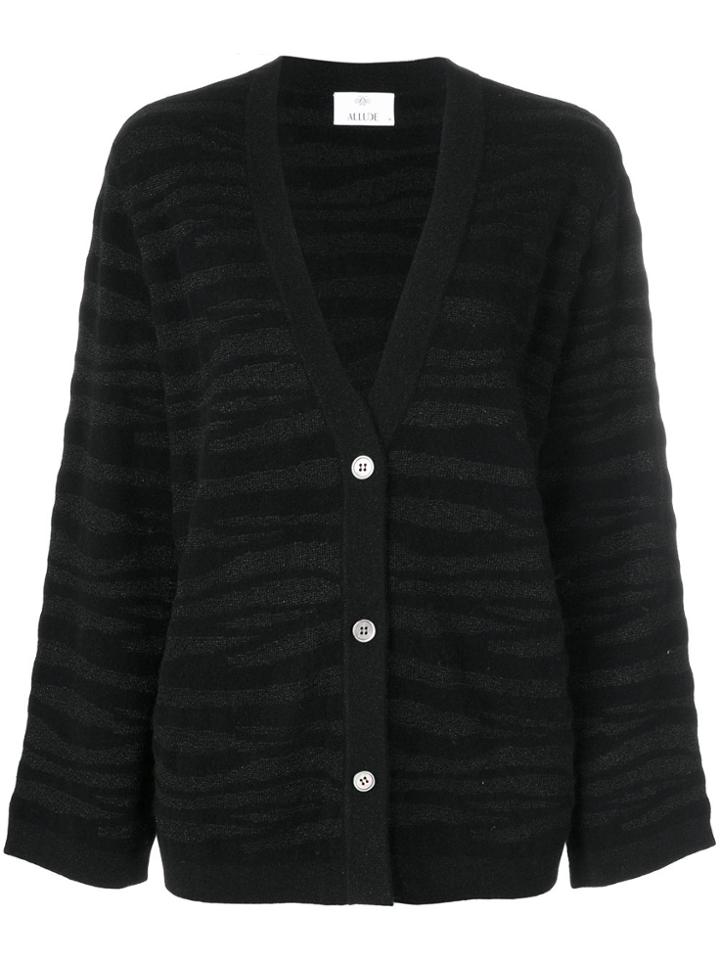 Allude Tonal Zebra Pattern Cardigan - Black