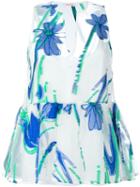 P.a.r.o.s.h. Sheer Floral Peplum Top, Women's, Size: M, Blue, Polyester/polyamide/silk/cotton