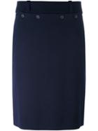 Jil Sander Navy Buttoned Front Pencil Skirt