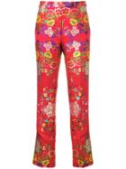 Etro Floral Jacquard Hipster Trousers - Red