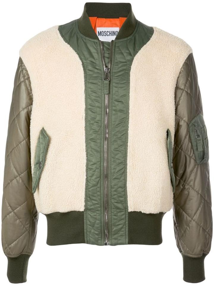 Moschino Dual-texture Bomber Jacket - Green