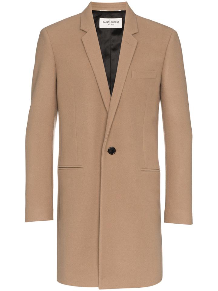 Saint Laurent Single Breasted Virgin Wool Cashmere-blend Overcoat -