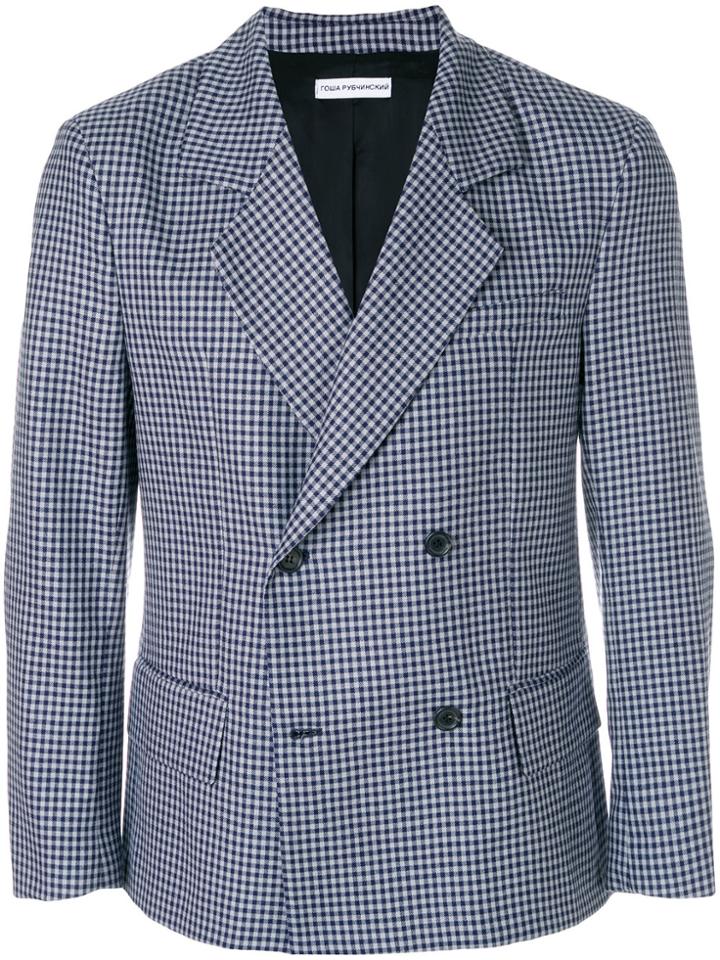 Gosha Rubchinskiy Double-breasted Gridded Blazer - Blue