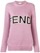 Fendi Contrast Logo Knit Jumper - Pink