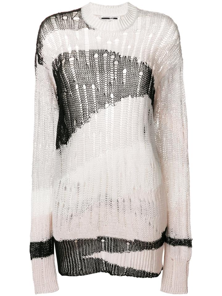 Mcq By Alexander Mcqueen Eyewear Open Knit Distressed Jumper - White