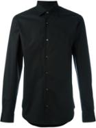 Z Zegna Classic Slim Shirt, Men's, Size: 42, Black, Cotton/spandex/elastane