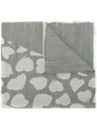 Twin-set - Heart Print Raw Edge Scarf - Women - Acrylic/polyester/modal/viscose - One Size, Nude/neutrals, Acrylic/polyester/modal/viscose