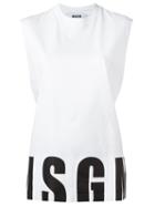 Msgm Long Print Tank, Women's, Size: Xs, White, Cotton