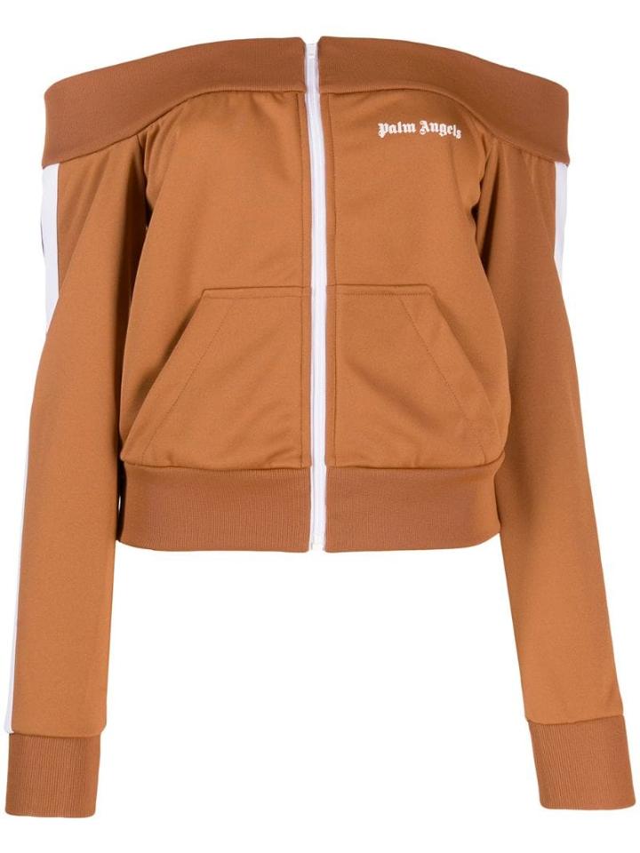 Palm Angels Off-shoulder Track Top - Brown