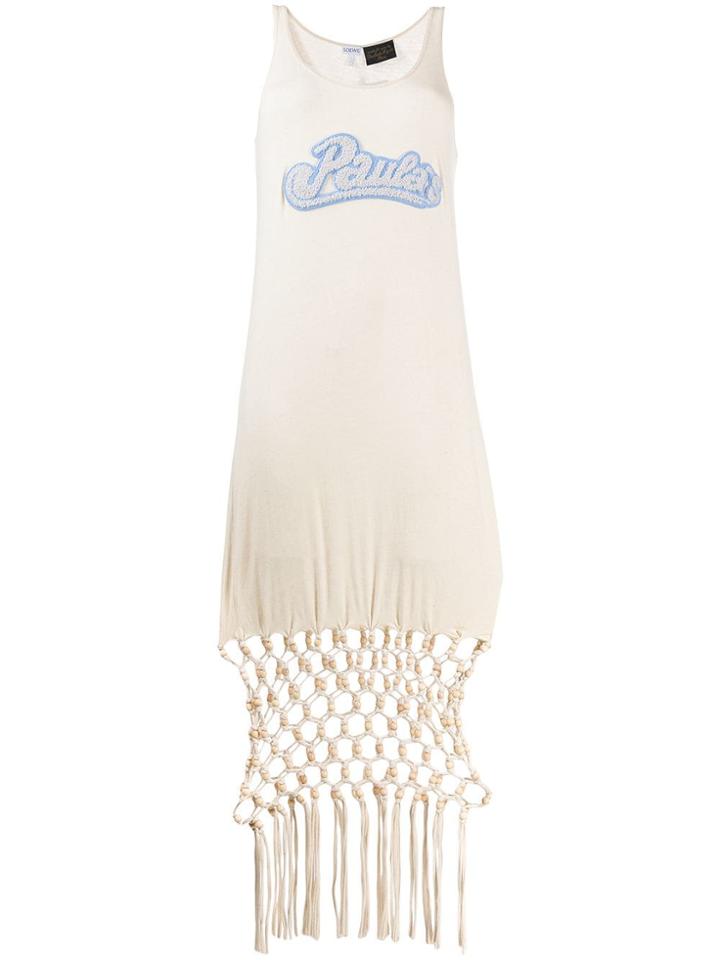 Loewe Netted Logo Dress - Neutrals
