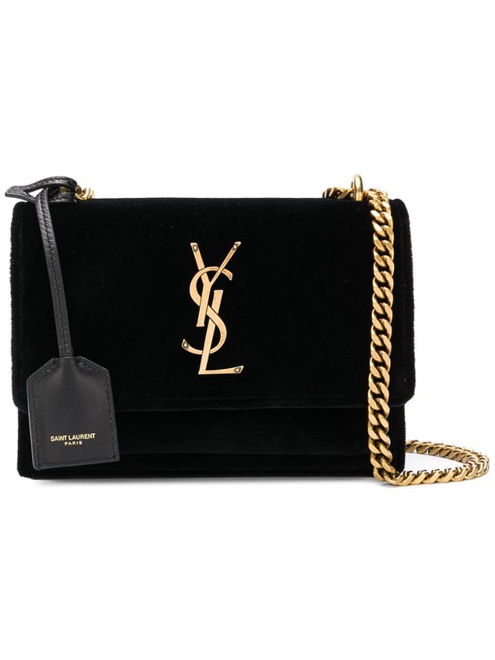 Saint Laurent Smooth Logo Shoulder Bag - Black