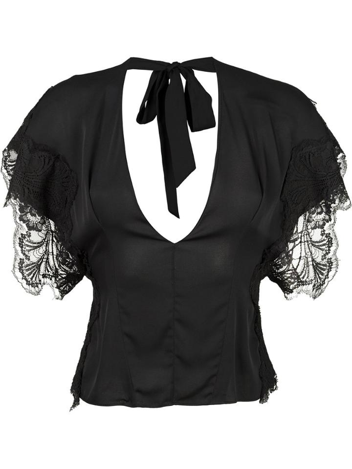 Kiki De Montparnasse Silk And Lace Top - Black