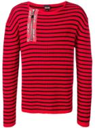 Just Cavalli Striped Zip Detail Sweater - Red