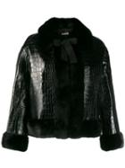 Miu Miu Crocodile Embossed Jacket - Black