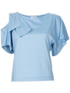 Estnation - Cold Shoulder Top - Women - Cotton - 38, Blue, Cotton