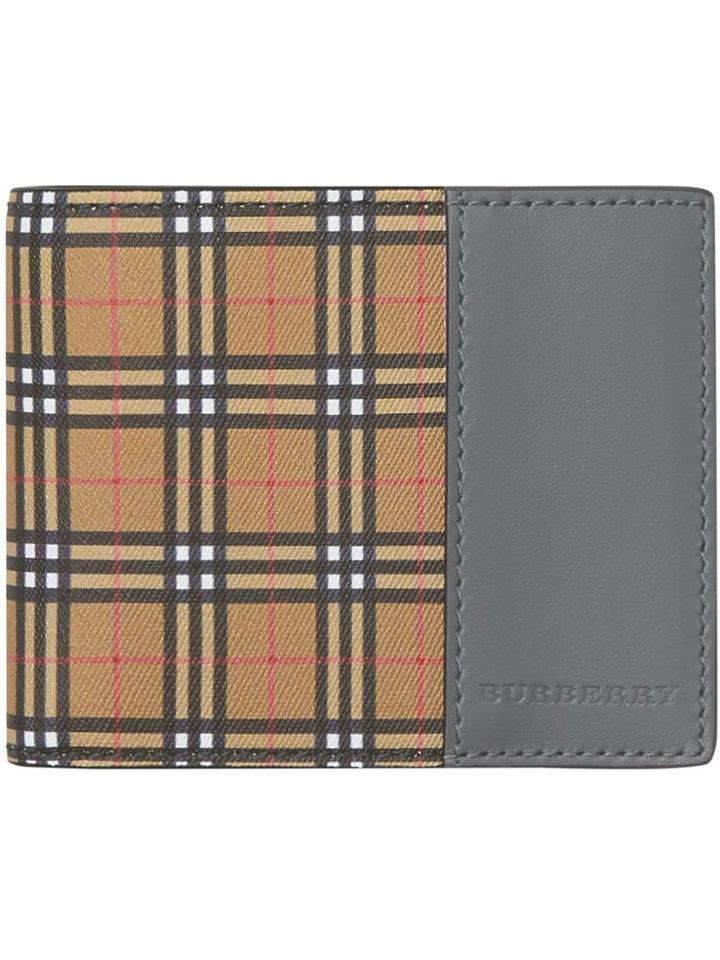Burberry Small Scale Check And Leather Bifold Wallet - Yellow & Orange