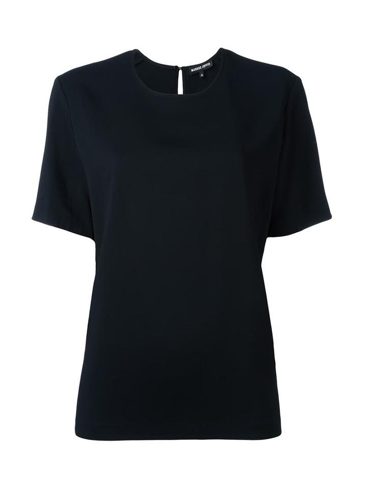Markus Lupfer Pleated Metallic Back T-shirt, Women's, Size: Xs, Black, Silk/cotton/acrylic/viscose