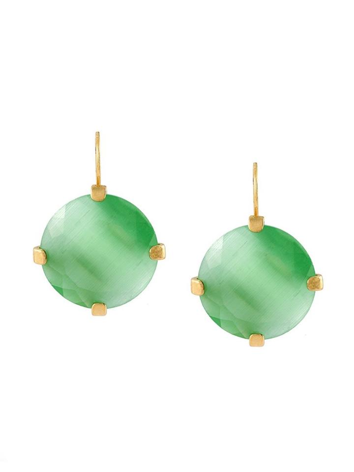 Wouters & Hendrix Miss Mae Green Cat S Eye Earrings, Women's, Gold Plated Sterling Silver/stone