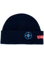 Raf Simons Patched Beanie, Men's, Size: Medium, Blue, Virgin Wool