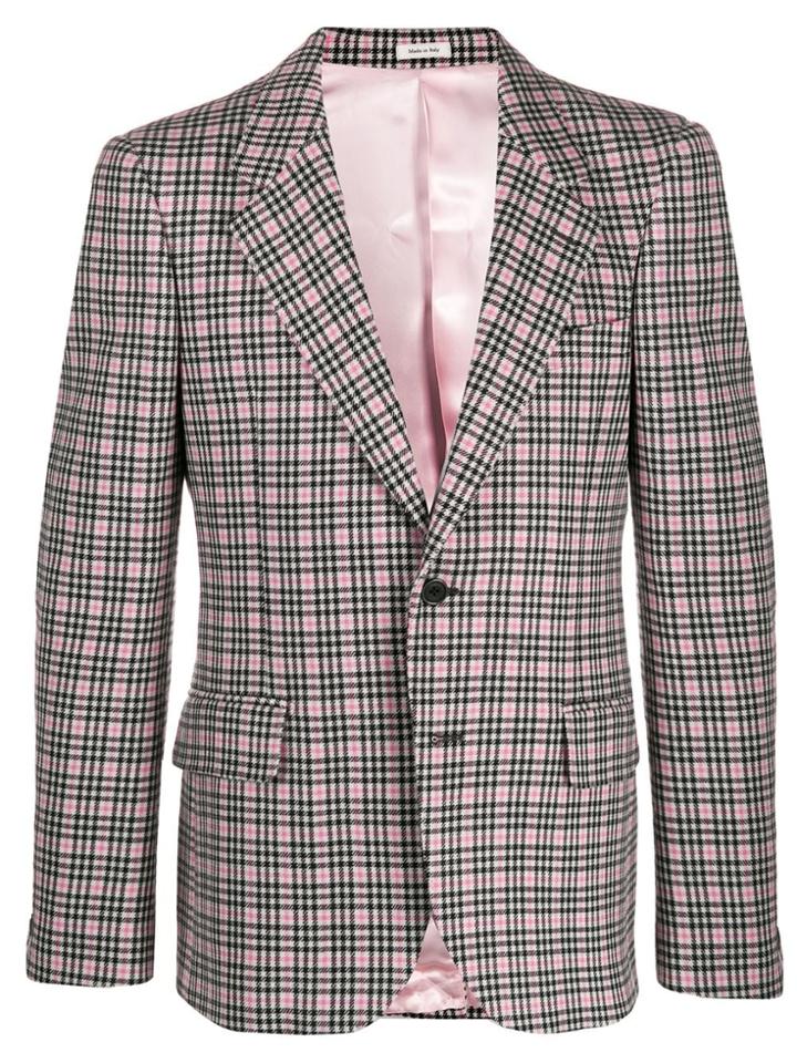 Alexander Mcqueen Houndstooth Single-breasted Blazer - Pink