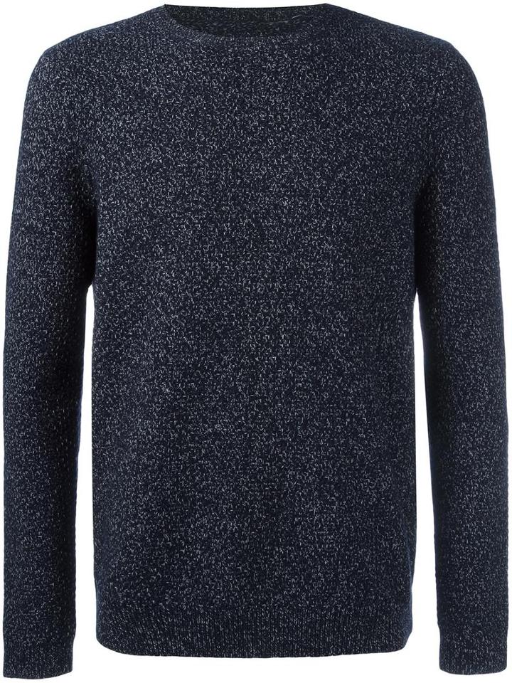 Folk Flecked Jumper, Men's, Size: Large, Blue, Cotton/polyester/wool/nylon