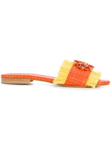 Emanuela Caruso Fringed Mules - Orange