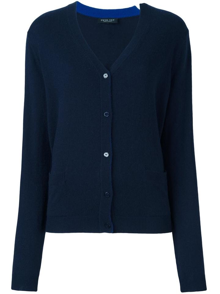 Twin-set Buttoned Cardigan, Women's, Size: Small, Blue, Cashmere
