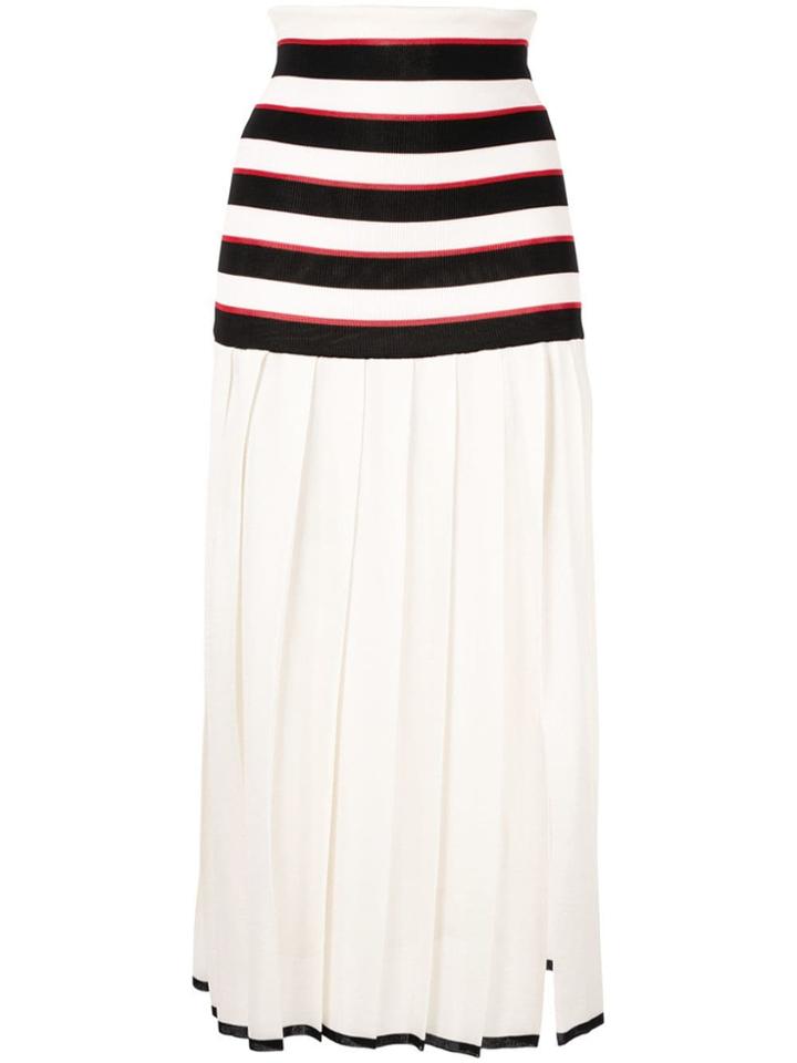 Sonia Rykiel Pleated Striped Skirt - White