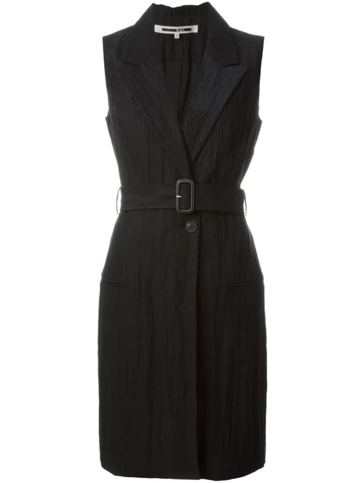 Mcq Alexander Mcqueen Belted Sleeveless Coat, Women's, Size: 42, Black, Viscose/polyamide/polyester