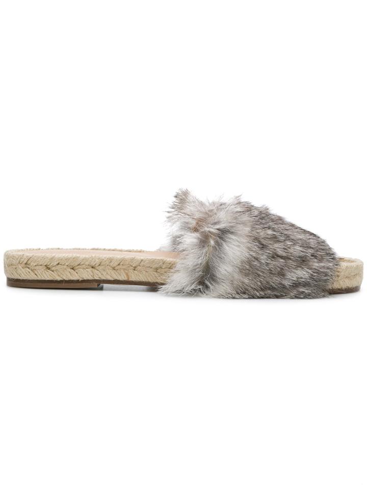 Solange Sandals Rabbit Fur Sliders - Nude & Neutrals