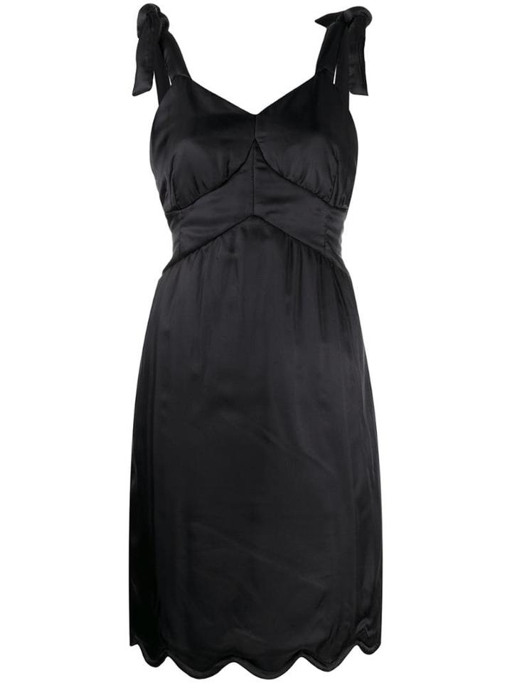 Mm6 Maison Margiela Knotted Straps Scalloped Dress - Black