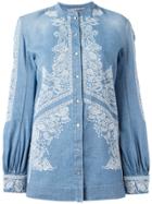 Ermanno Scervino Embroidered Billow Sleeve Top - Blue