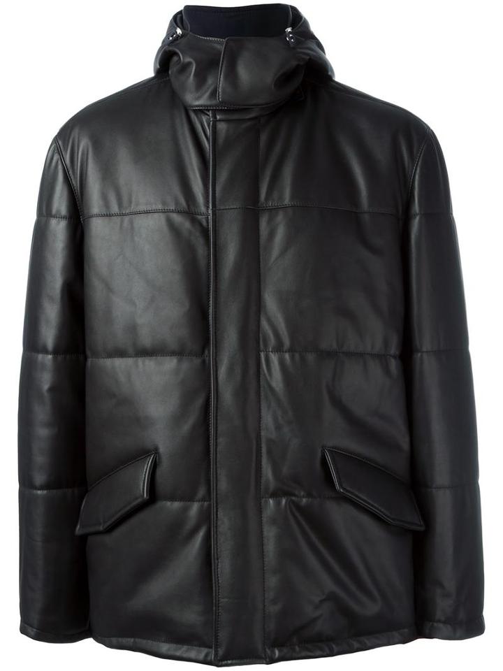 Kiton Leather Coat, Men's, Size: 54, Black, Lamb Skin