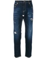 Les Hommes Urban Distressed Straight Leg Jeans - Blue