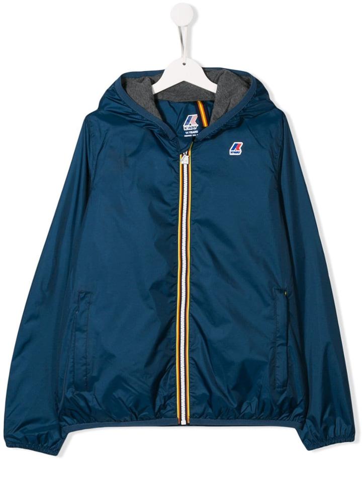 K Way Kids Stripe Detail Rain Jacket - Blue
