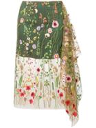 Marques'almeida Embroidered Tulle Layer Skirt - Green