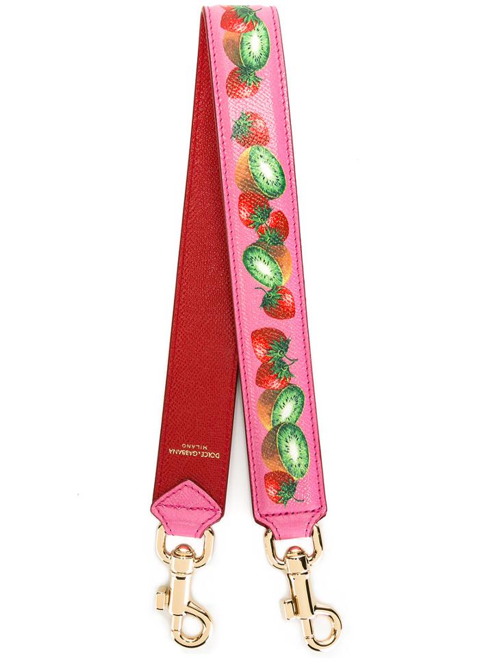 Dolce & Gabbana Fruit Print Shoulder Strap, Women's, Pink/purple, Leather