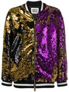 Fausto Puglisi Bi-coloured Sequins Bomber Jacket - Black