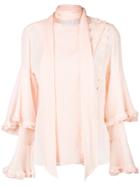 Chloé Ruffled Tie Neck Blouse - Nude & Neutrals
