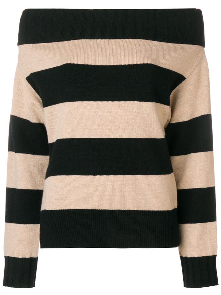 Dorothee Schumacher Off Shoulder Striped Sweater - Nude & Neutrals